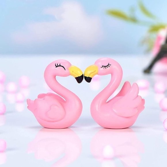 BLAPNK 10 Pieces Miniature Flamingo Figurine Easter Cupcake Toppers - Picture 4 of 4